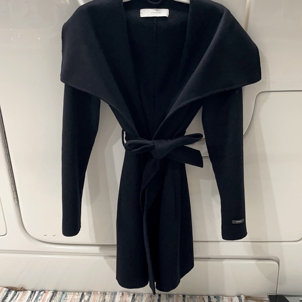 T Tahari wool blend wrap coat